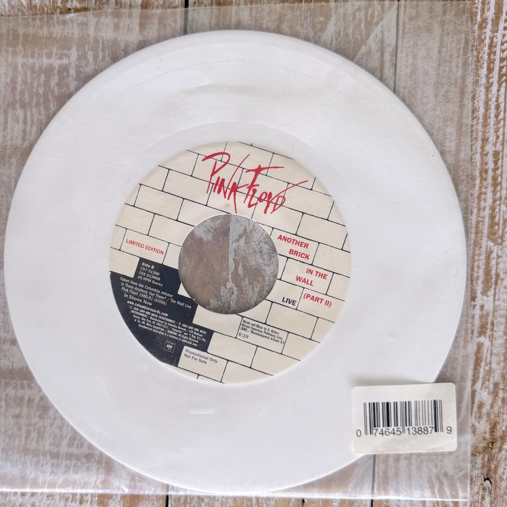 🎶Promo White Vinyl Rock 45 RPM Pink Floyd Another Brick in The Wall Part 2 Live🎶